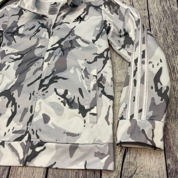 Adidas 3-Stripes Track Jacket Youth Size Large‎ White Camouflage Coat Sweater - Picture 2 of 12